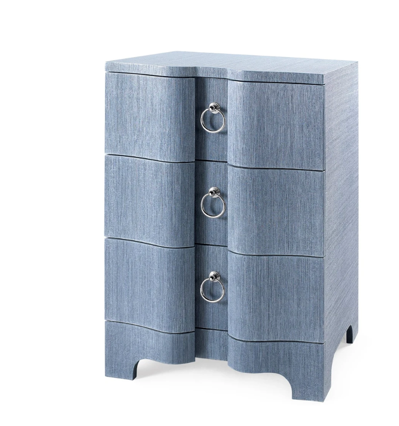 Bardot 3-Drawer Side Table, Navy Blue