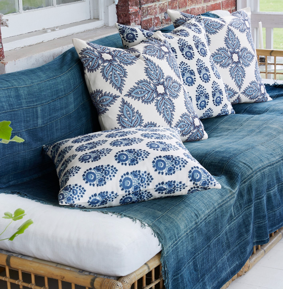 John Robshaw Adira Indigo Outdoor Decorative Pillow