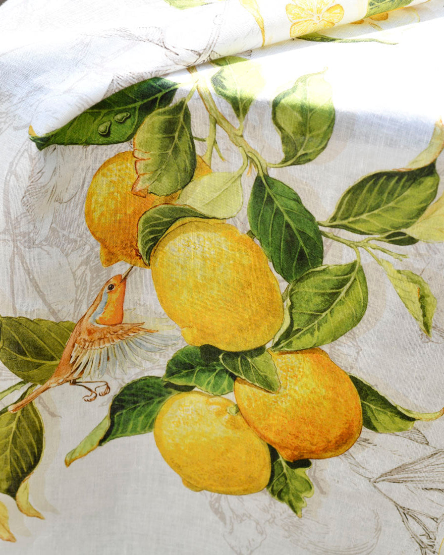 Close-up of Tessitura Toscana Limoncello linen