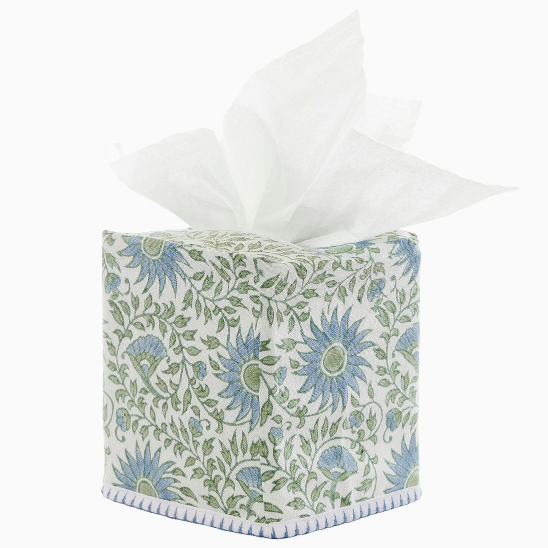 John Robshaw Luvika Light Indigo Tissue Box Cover