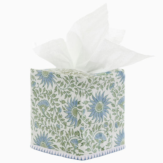 John Robshaw Luvika Light Indigo Tissue Box Cover