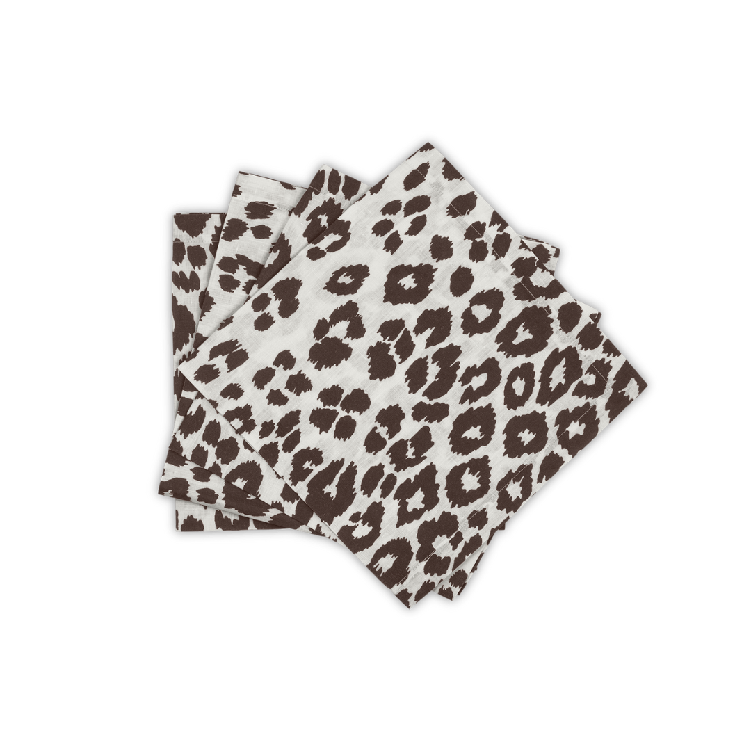 Iconic Leopard Napkin Set of 4 Cinder