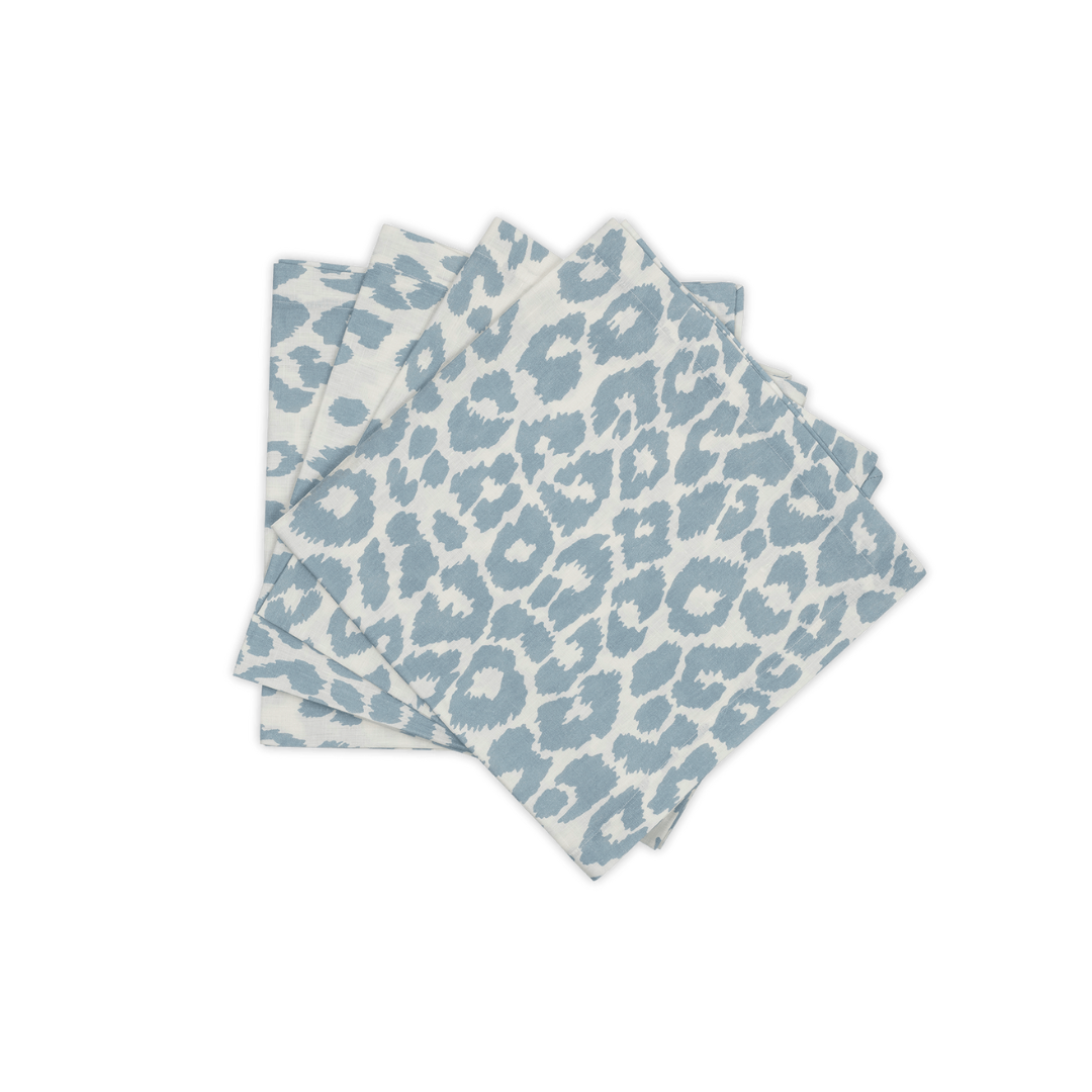 Iconic Leopard Napkin Set of 4 Sky