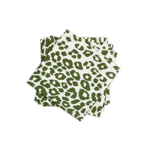 Iconic Leopard Napkin Set of 4 Green