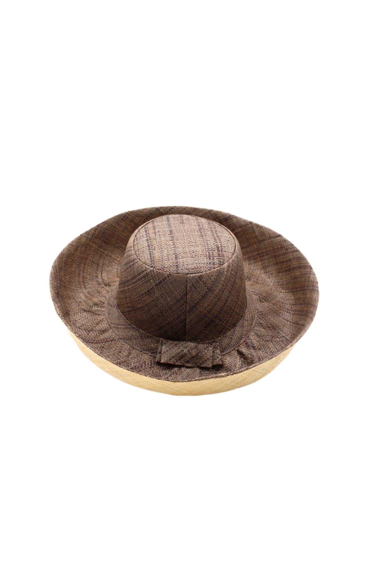 Monica 5" & 7" Wide Brim Two Tone Packable Straw Sun Hats: Saffron Two Tone / 7" Brim