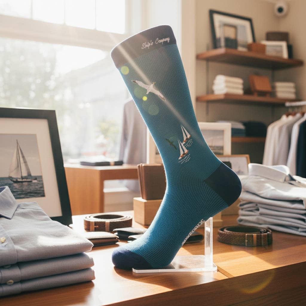 Men’s Sailing Themed Pima Cotton Socks - “Ship’s Company”