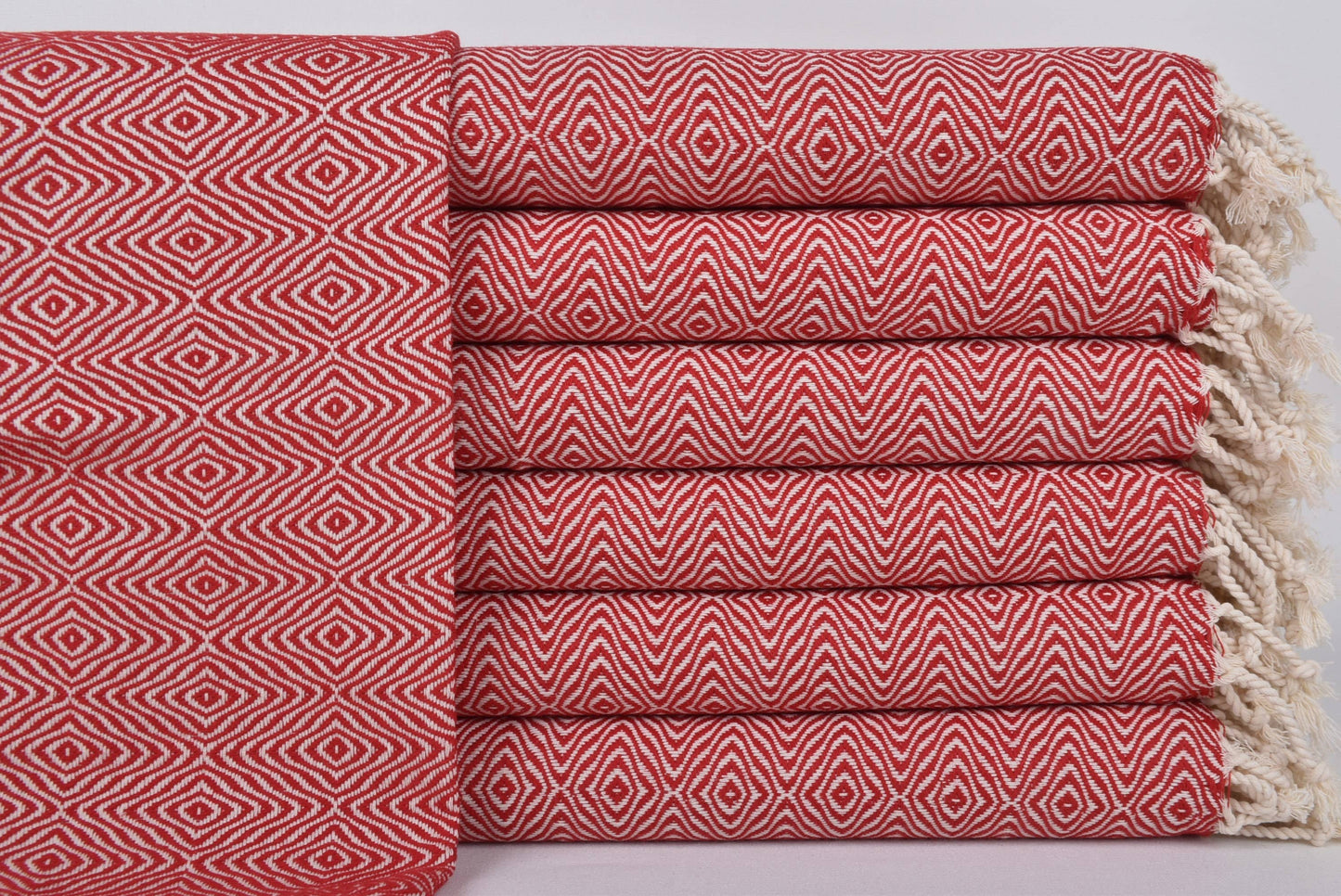 Custom Dish Towel, Elegant Red Diamond Towel