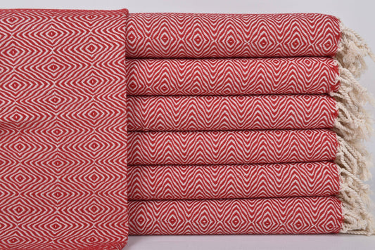 Custom Dish Towel, Elegant Red Diamond Towel