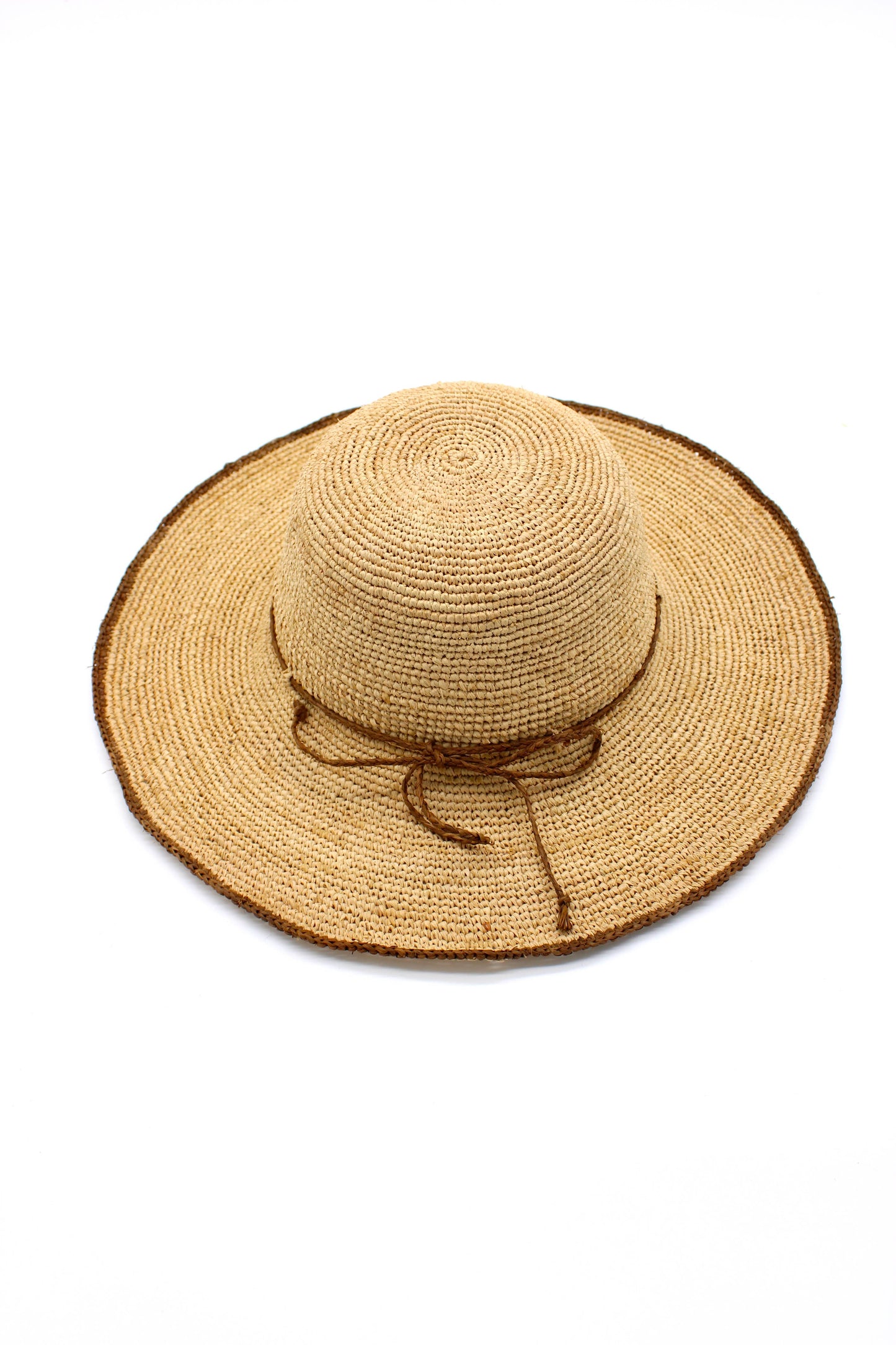 Rachel 4" Brim Crochet Straw Sun Hats with Colored Edge: Saffron