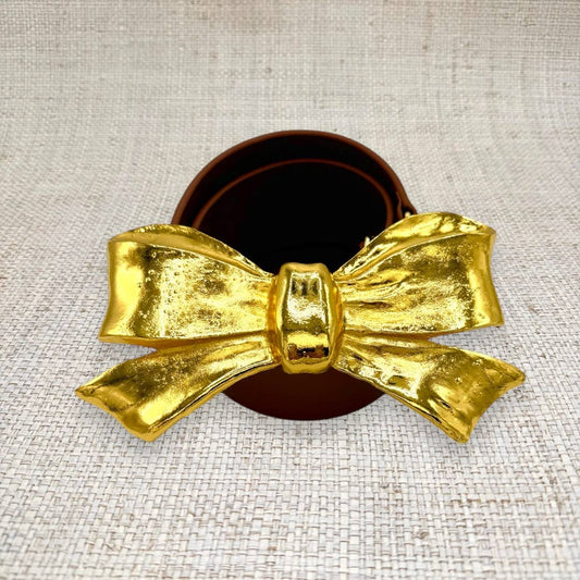 Big Bow Interchangeable Artisan Belt Buckle w/ Gold Finish