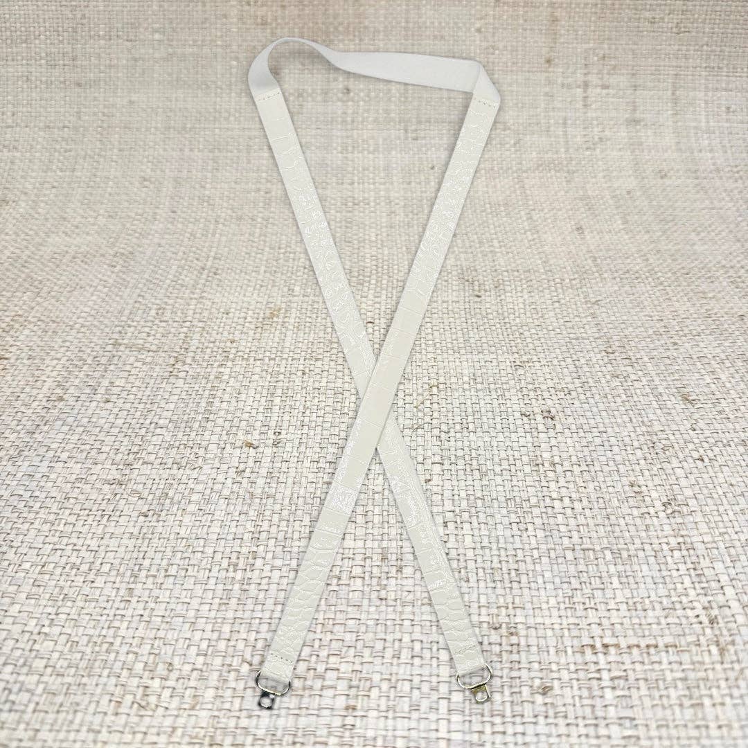 Thin White Crocodile Leather Belt: 1