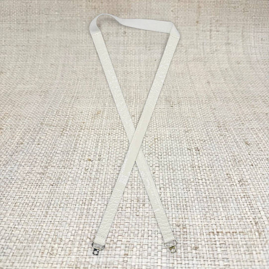 Thin White Crocodile Leather Belt: 1