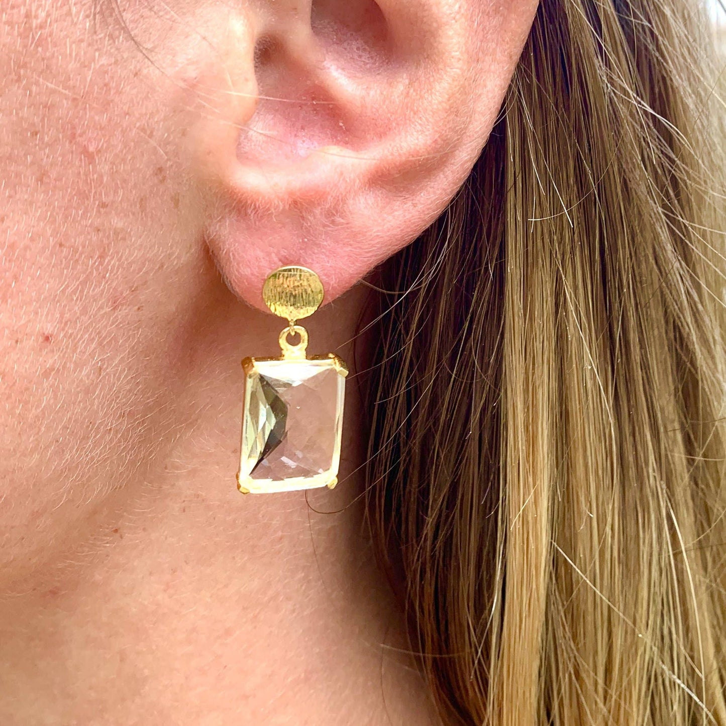 Pandora Earring - (11 Gemstone Options): Peridot Quartz