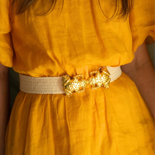 Light Raffia Interchangeable Stretch Belt Band: Light Raffia