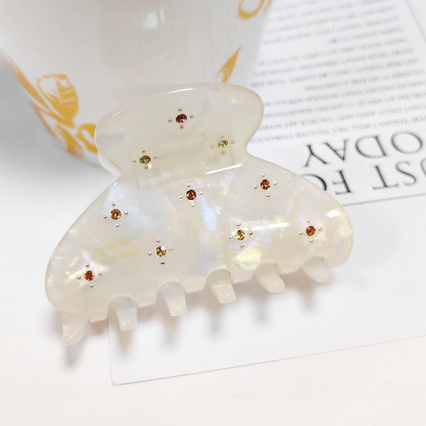 Solid Color Rhinestone Acetate Hair Claw DP25B942: Pink