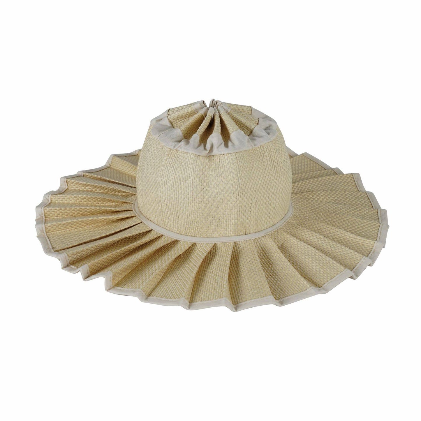 Ruffle Check Straw Hat Plaid Straw Sun Hat: Green / M