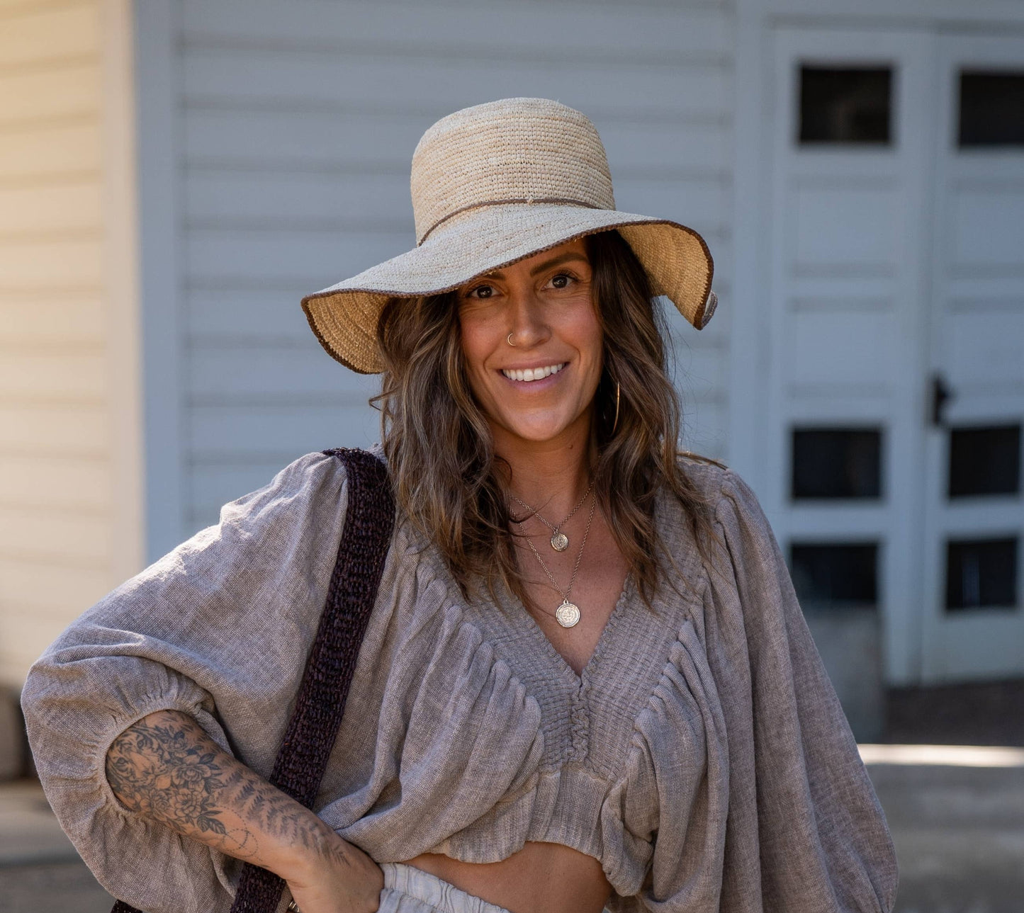 Rachel 4" Brim Crochet Straw Sun Hats with Colored Edge: Saffron