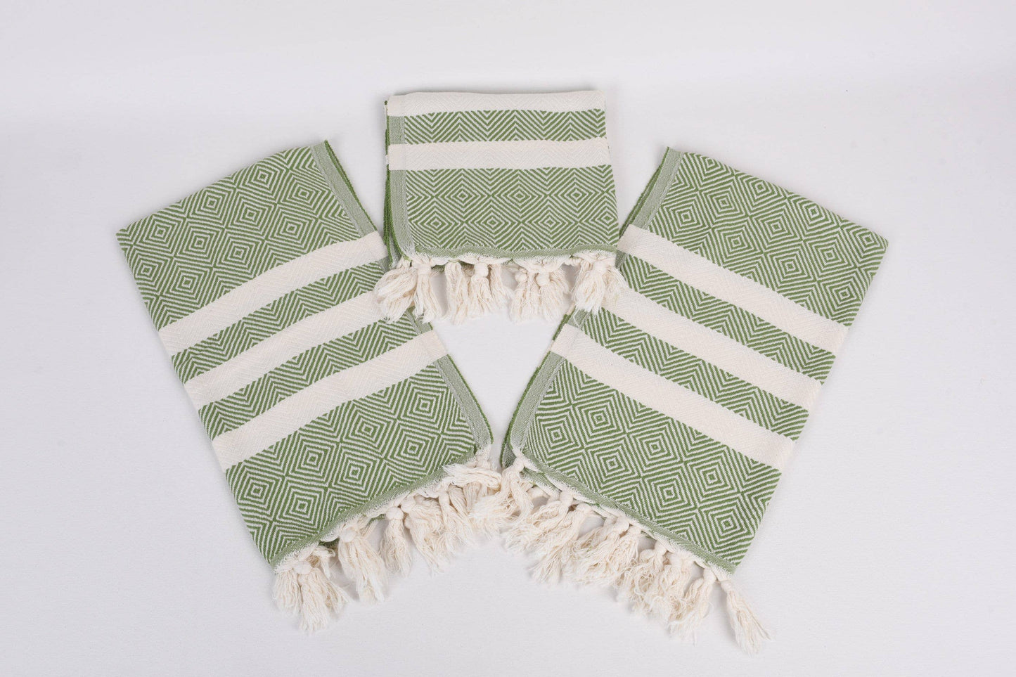 Organic Kitchen Towel, Embroidered Hand Towel, Khaki Green