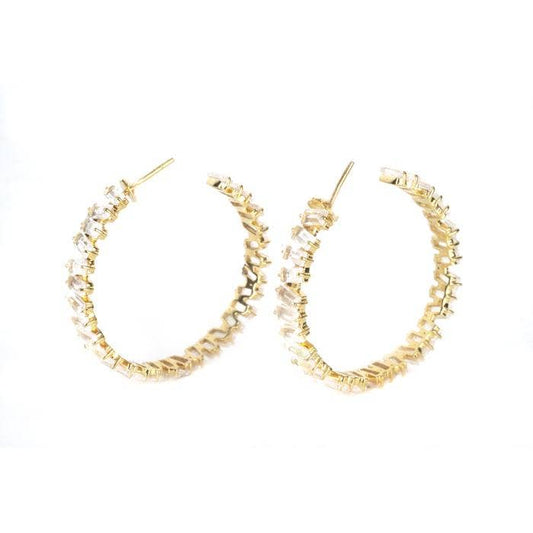 Thea Hoop Medium Earring - (12 Gemstone Options): Rose Quartz