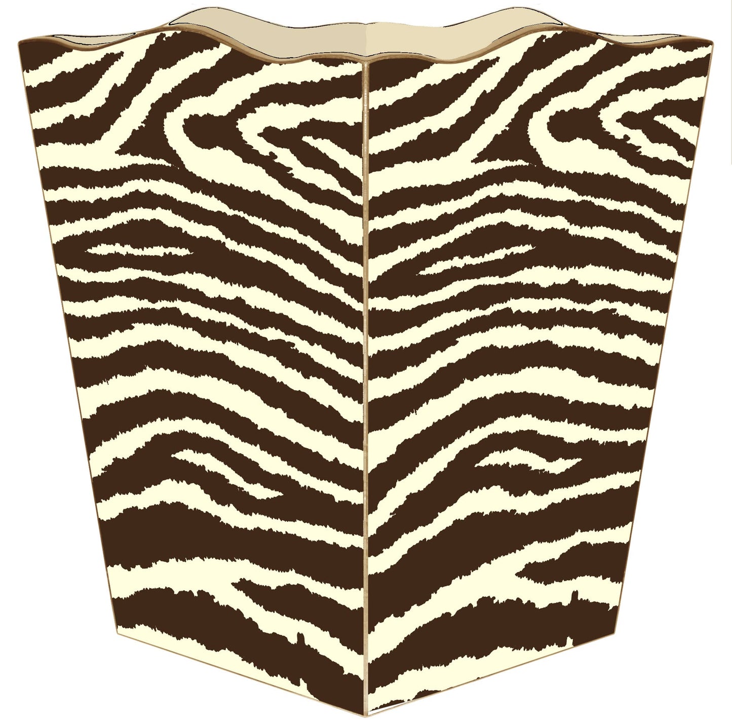 Brown & Creme Zebra Wastepaper Basket: Scalloped Top