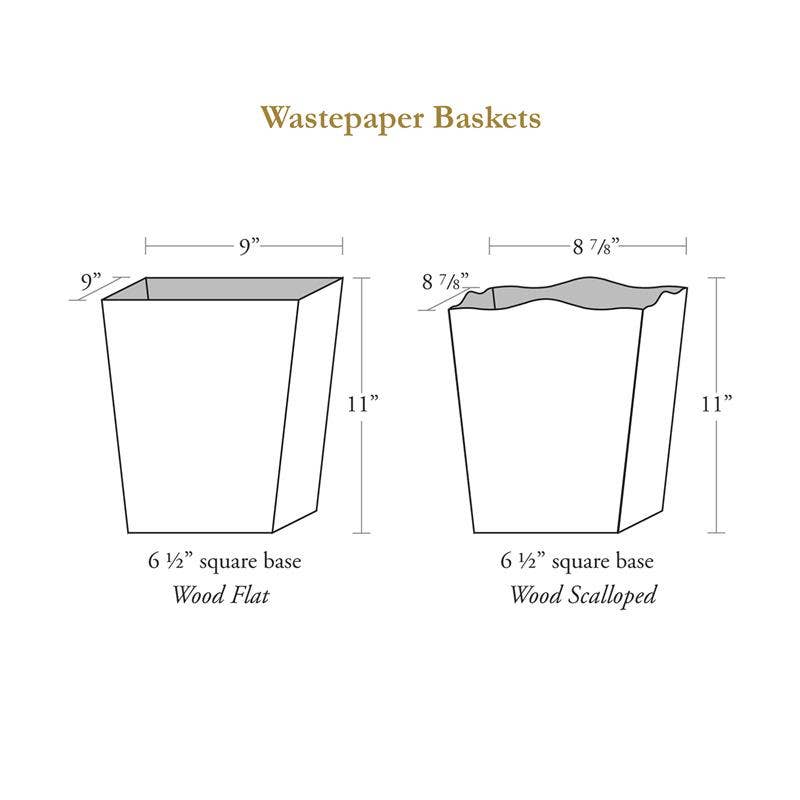 WB7BK- Pink Roses on Black Wastepaper Basket: Scalloped Top - Sotre Collection