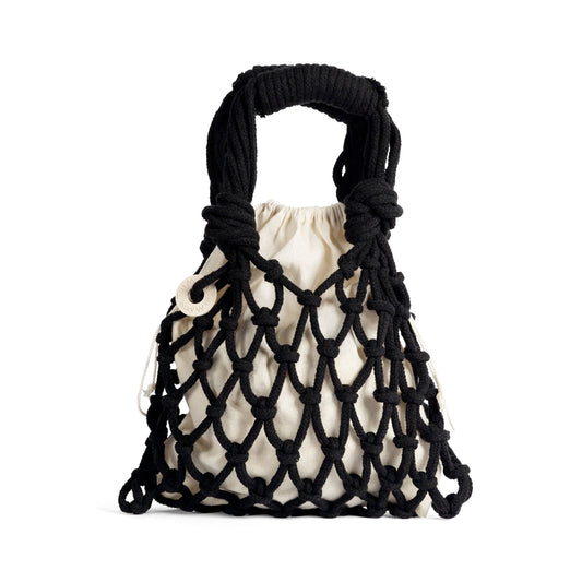 Trenza Macrame Net Bag: Midnight Black