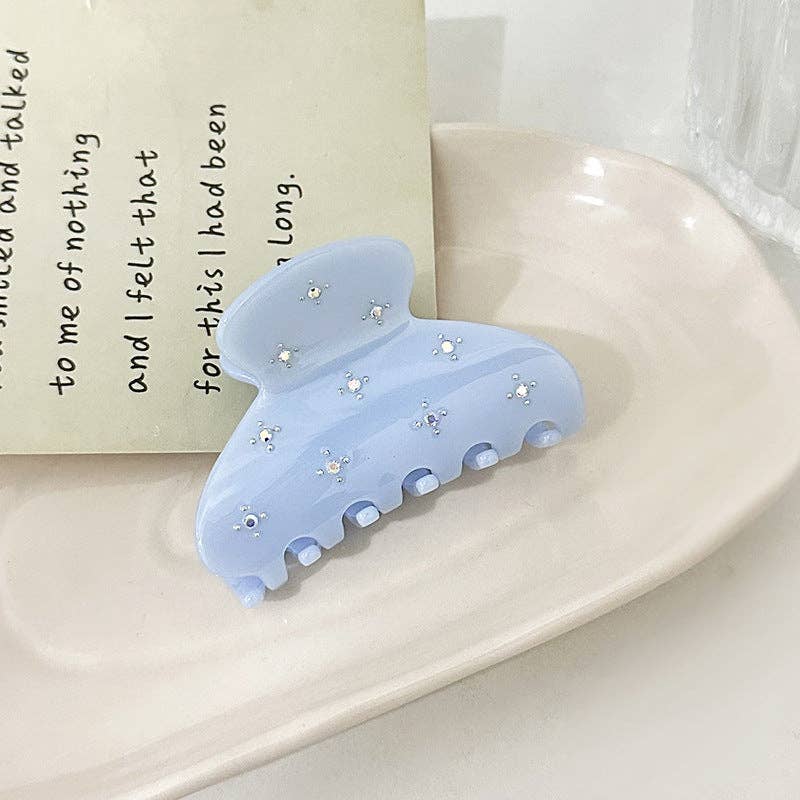 Solid Color Rhinestone Acetate Hair Claw DP25B942: White