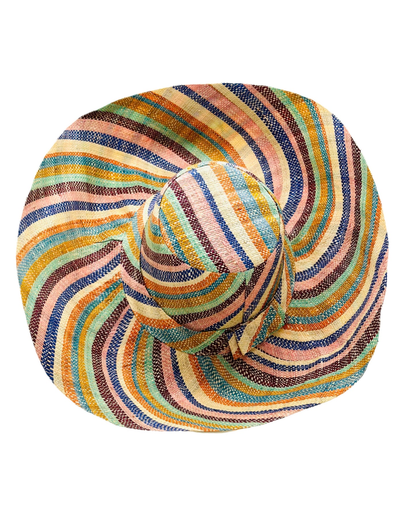 Monica 5" & 7" Wide Brim Stripe Packable Straw Sun Hats: Taffy Stripe / 5 Inch