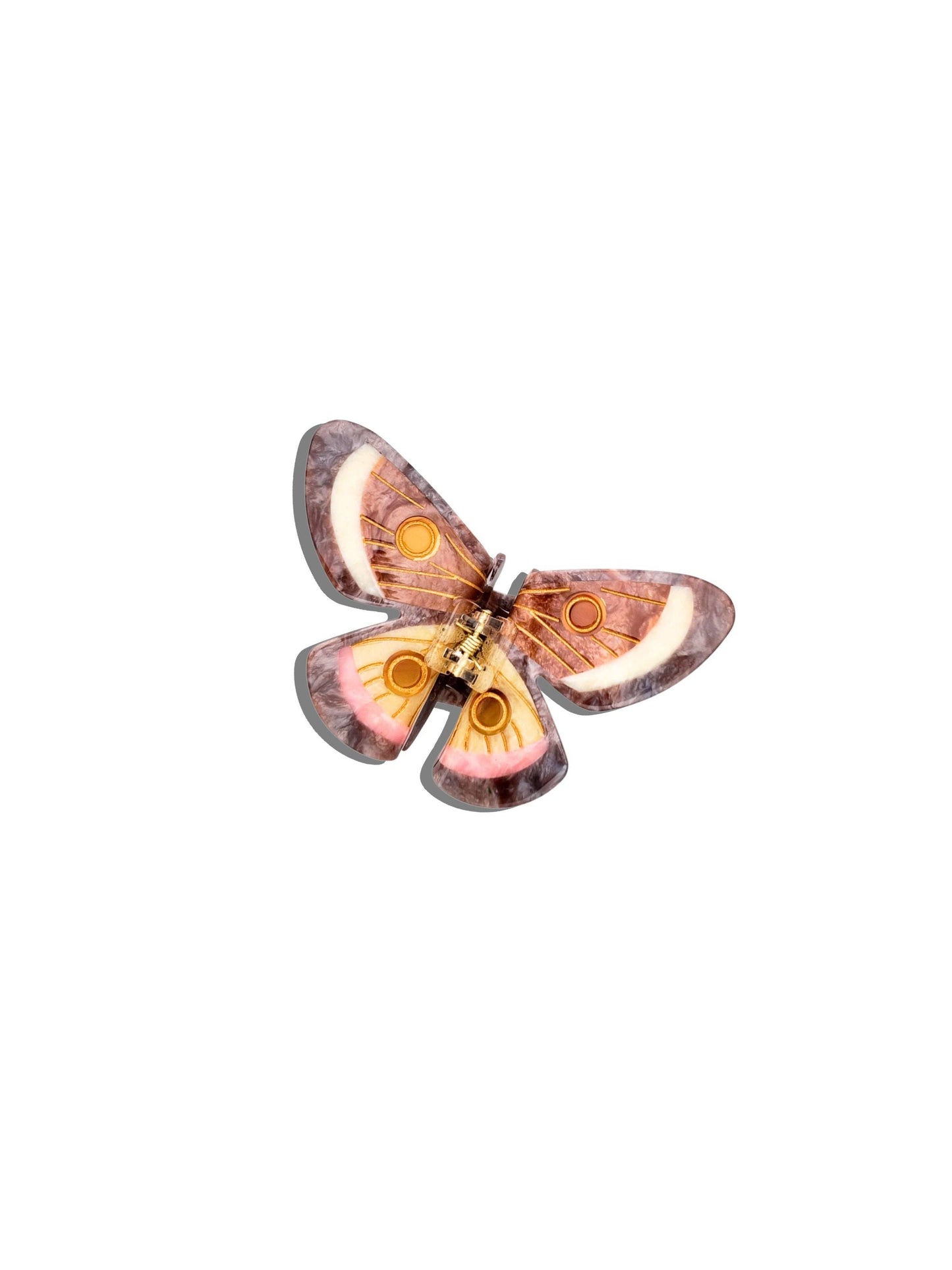 Hand-painted Emperor Silk Moth Claw Hair Clip | Eco-Friendly: Brown