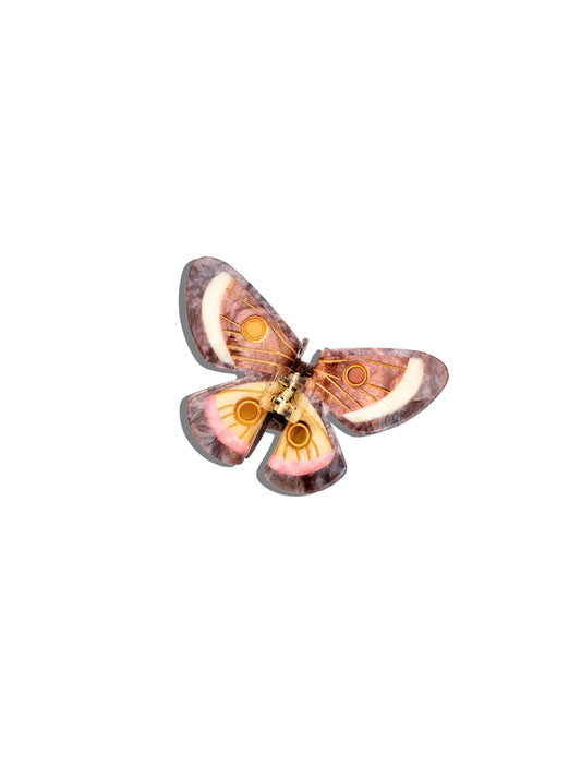 Hand-painted Emperor Silk Moth Claw Hair Clip | Eco-Friendly: Brown