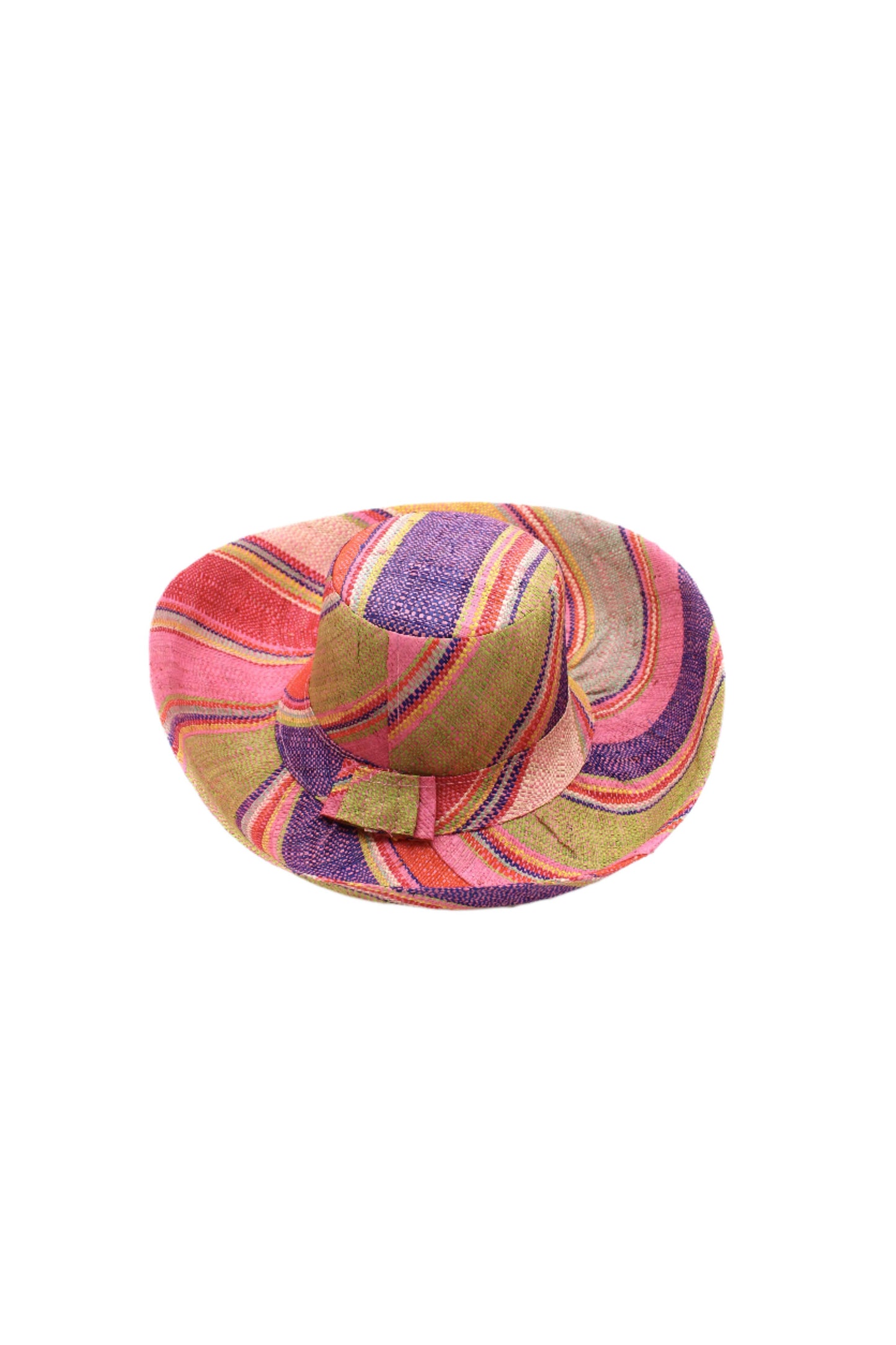Monica 5" & 7" Wide Brim Stripe Packable Straw Sun Hats: Blueberry Swirl / 5 Inch