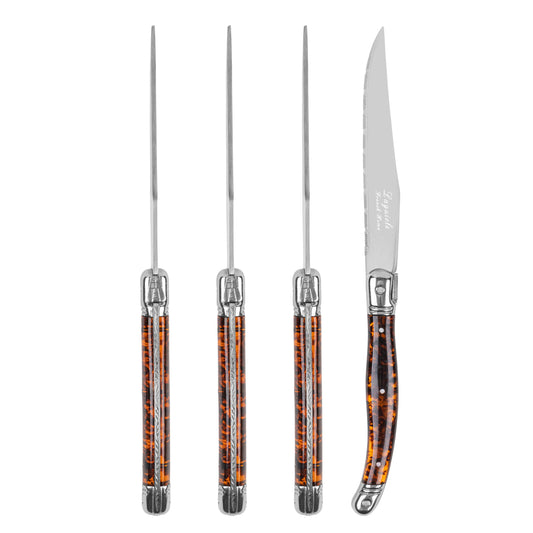 Laguiole Connoisseur 4-Piece Tortoise Steak Knife Set