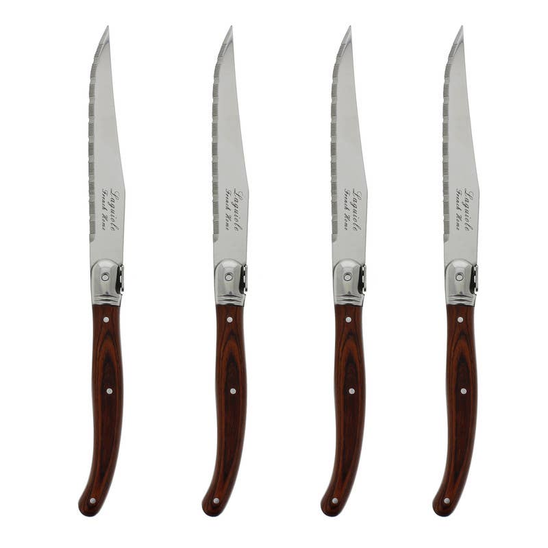 French Home Laguiole Steak Knives, Set of 4, Pakkawood
