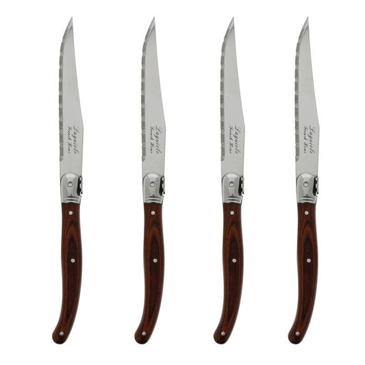 French Home Laguiole Steak Knives, Set of 4, Pakkawood