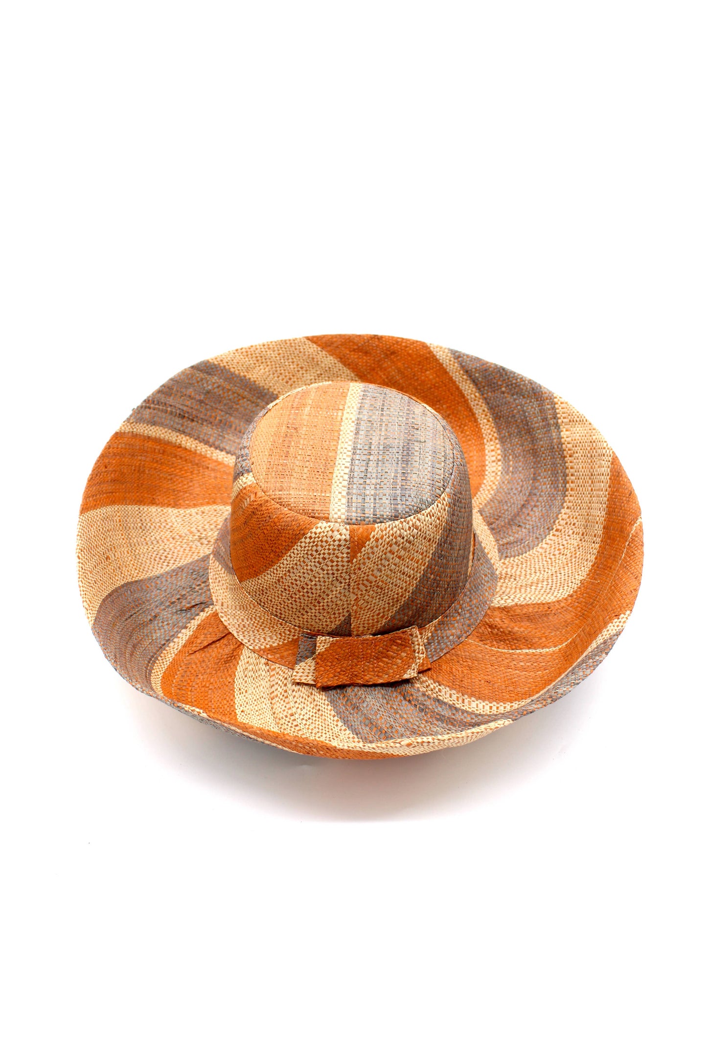Monica 5" & 7" Wide Brim Stripe Packable Straw Sun Hats: Olive Swirl / 7 Inch