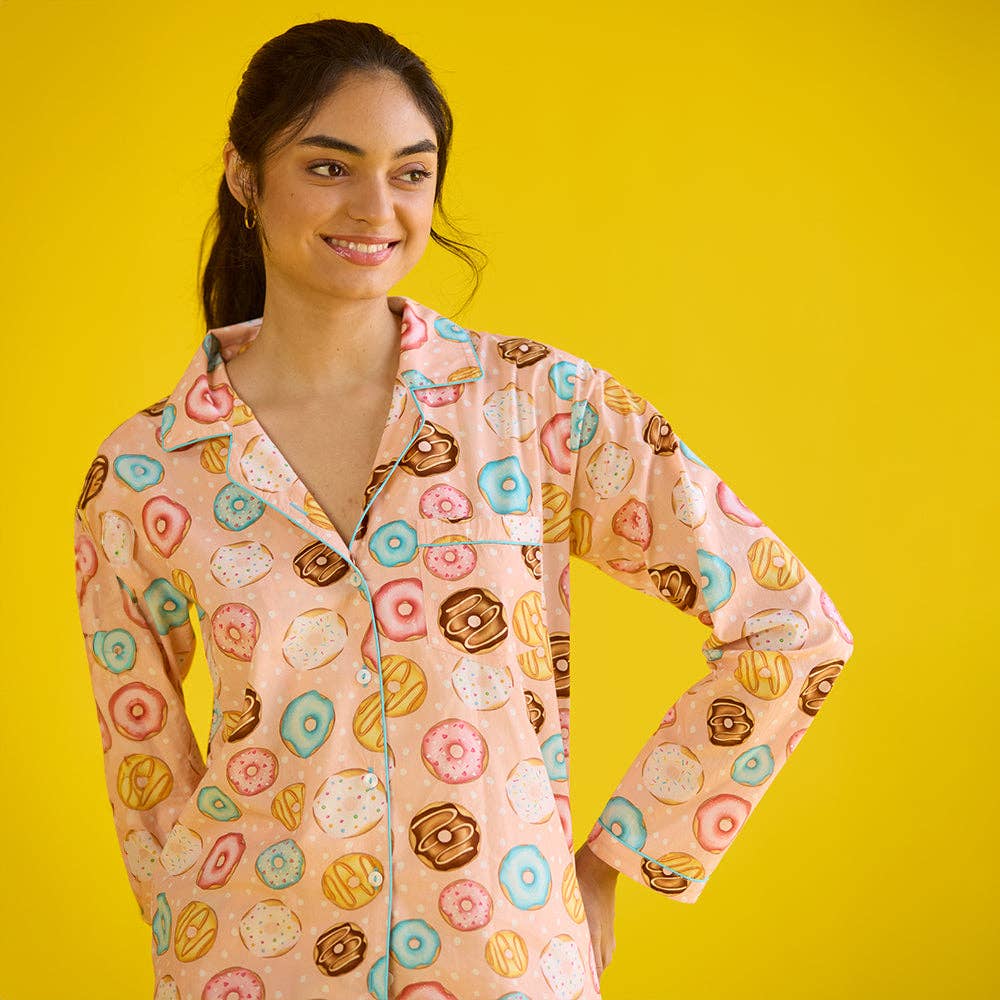 Women Doughnut Peach Pima Pajama Set: XS