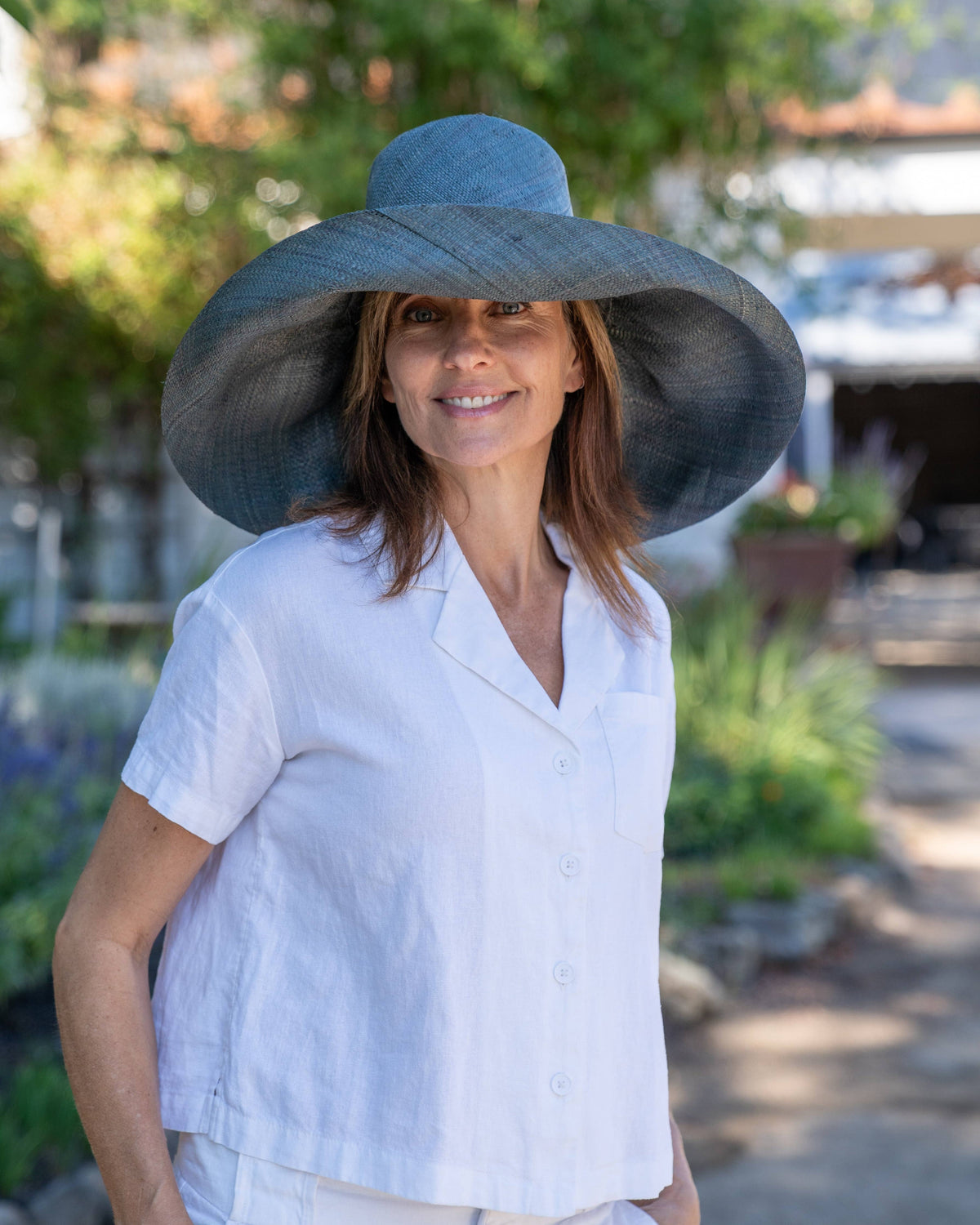 Monica 5" & 7" Wide Brim Solid Color Packable Raffia Straw Sun Hats: Sea Sage / 7 Inch