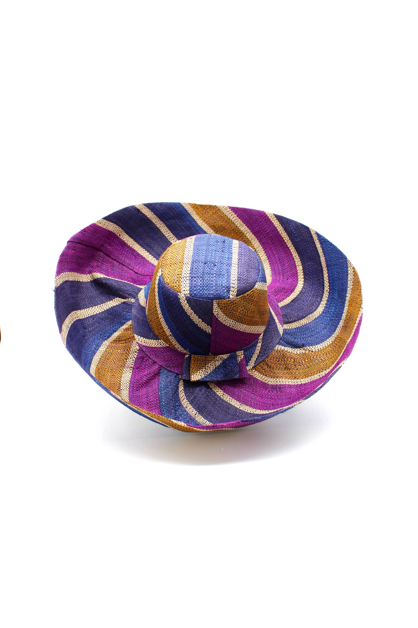 Monica 5" & 7" Wide Brim Stripe Packable Straw Sun Hats: Olive Swirl / 7 Inch