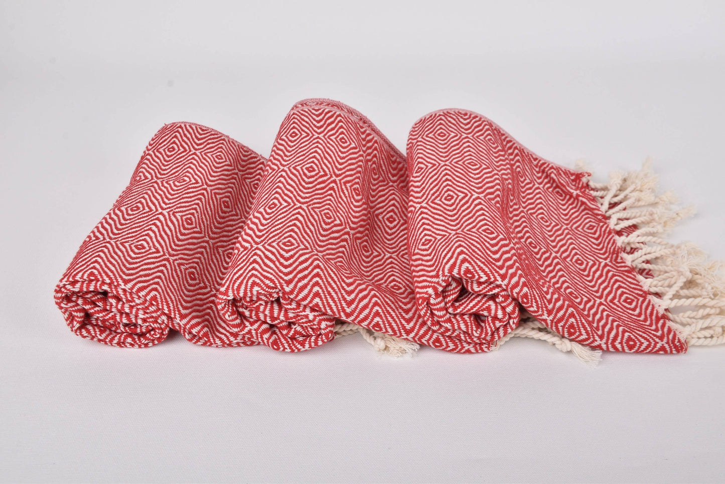 Custom Dish Towel, Elegant Red Diamond Towel