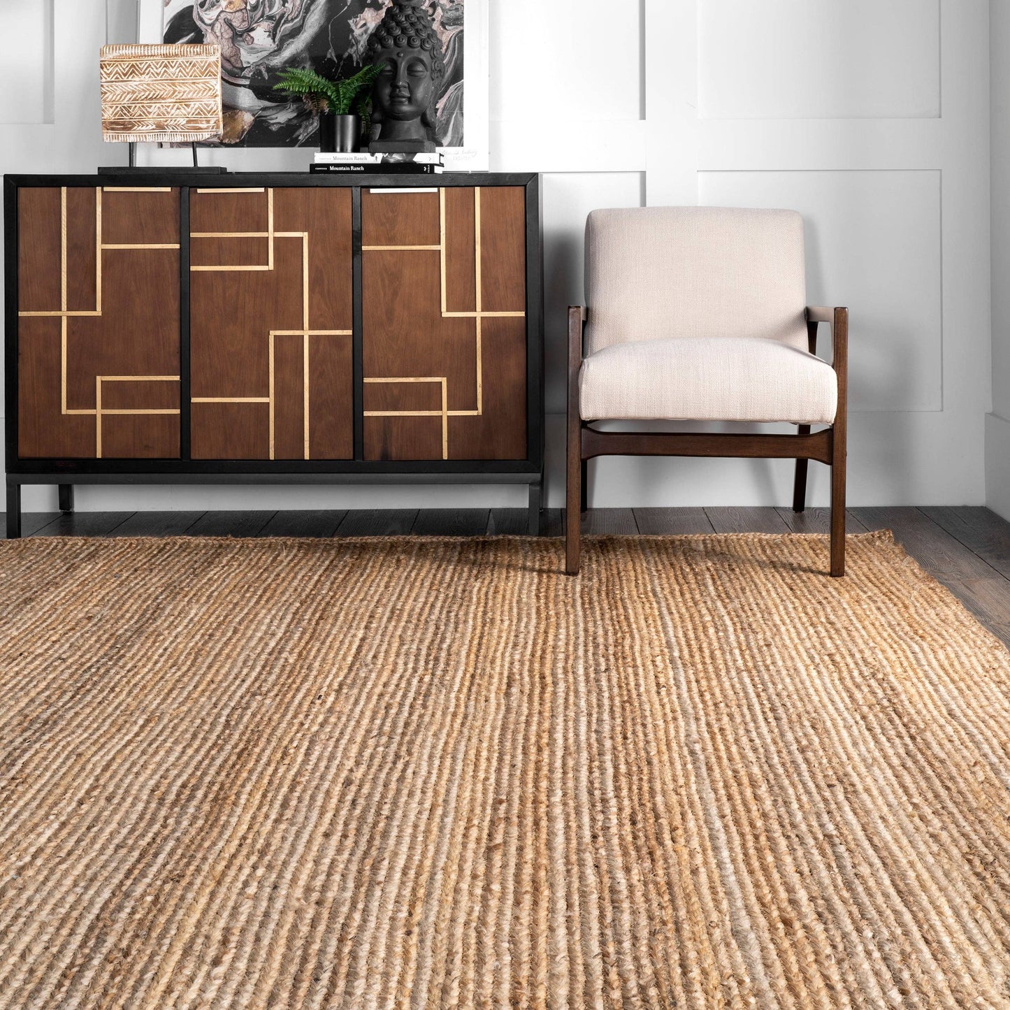 Rigo Hand Woven Farmhouse Jute Area Rug: Natural / Rectangle / 9' X 12'