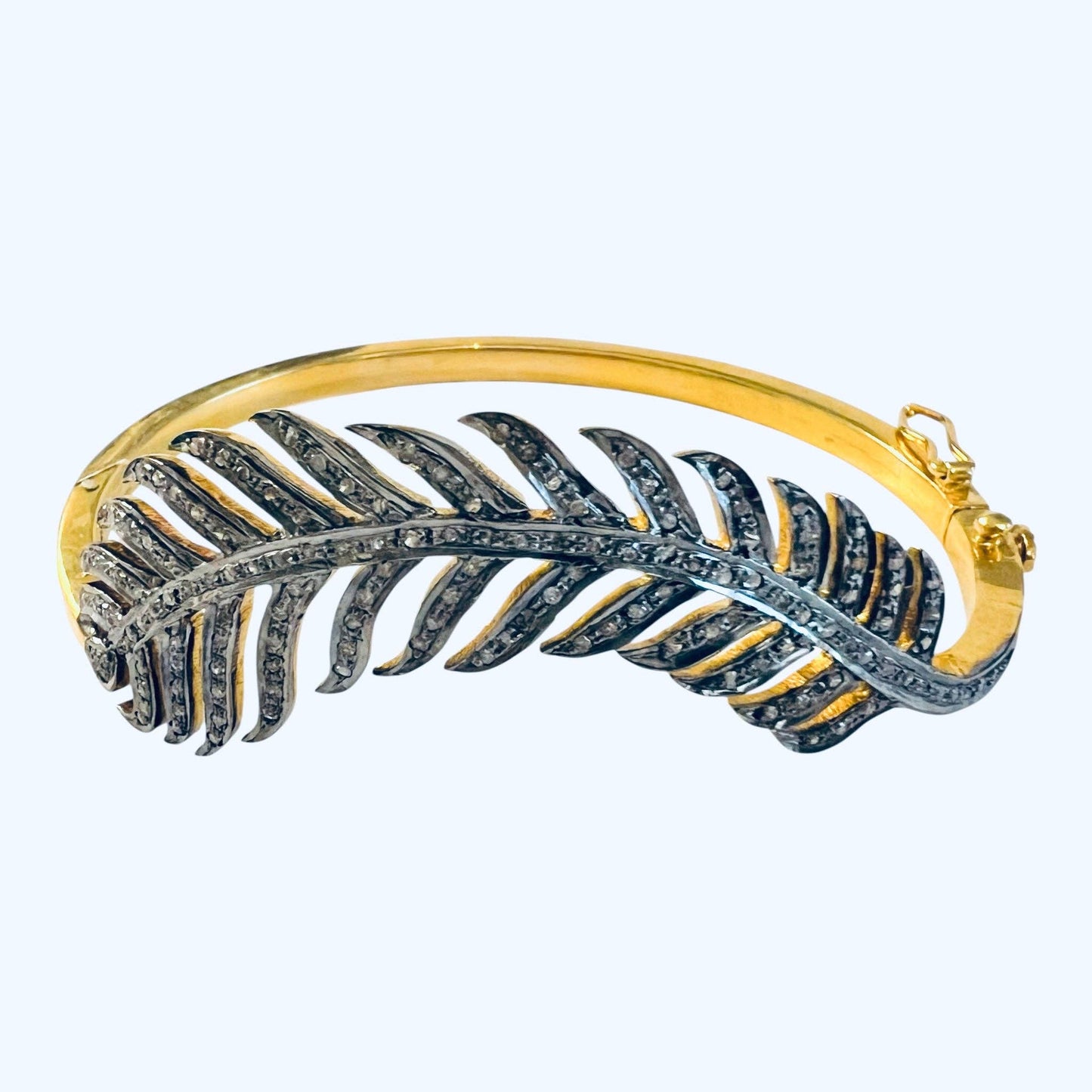 Diamond Leaf Gold Bangle