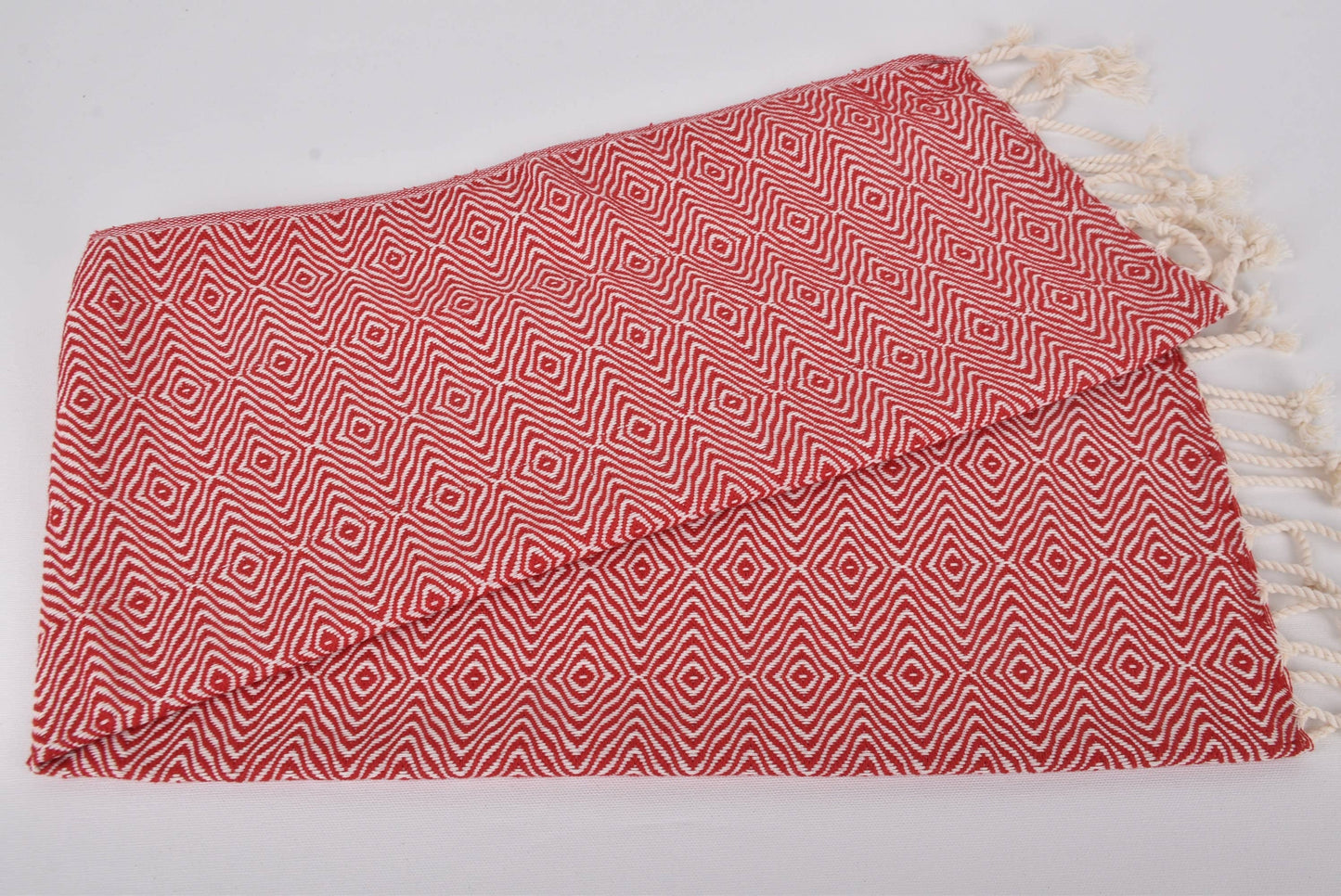 Custom Dish Towel, Elegant Red Diamond Towel