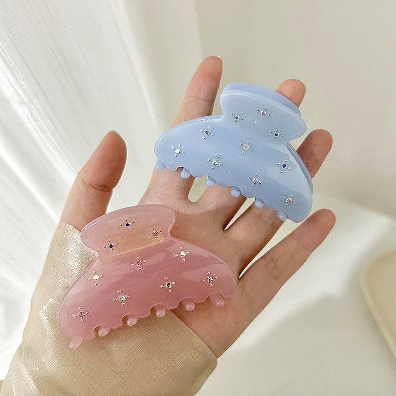 Solid Color Rhinestone Acetate Hair Claw DP25B942: Pink