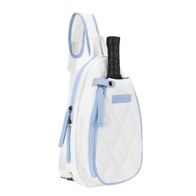 Pickleball Courtside Sling - White / Sky Blue