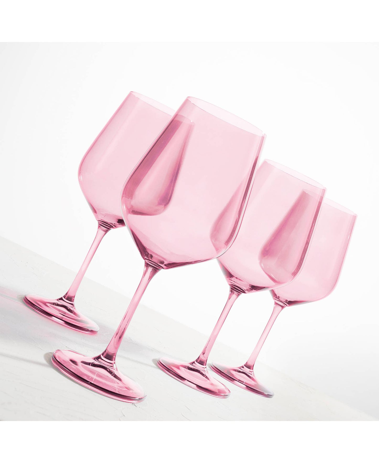 Set of Four Colored Red Wine Glasses - multi color avail: Rose