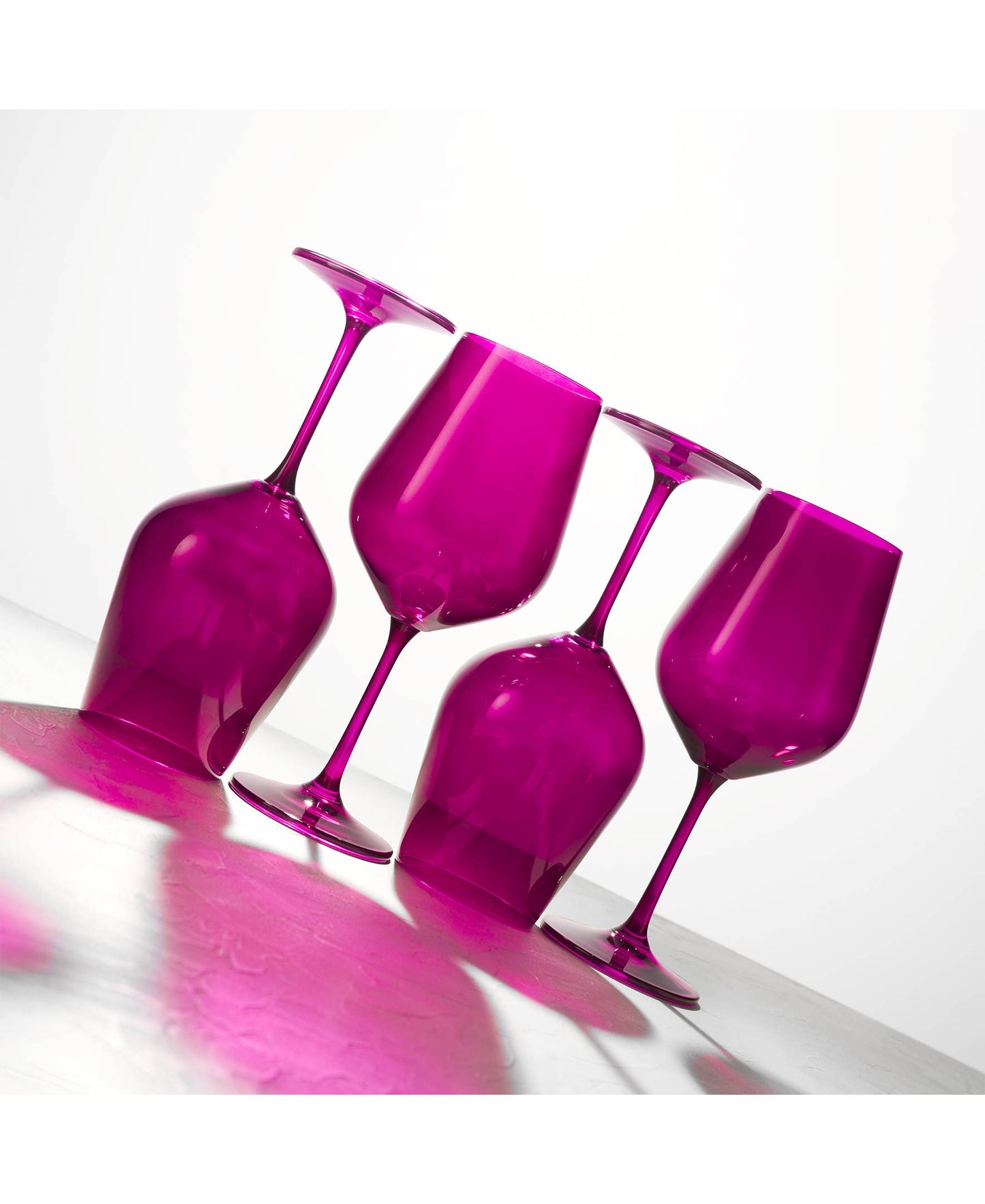 Set of Four Colored Red Wine Glasses - multi color avail: Cobalt