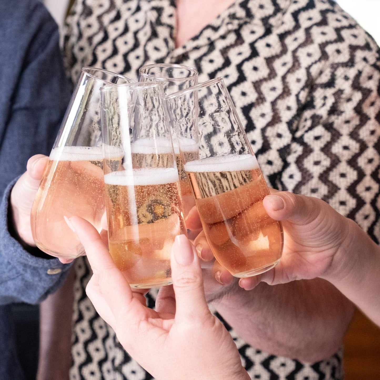 Stemless Champagne Flute Glasses, 8.5oz, Set of 12