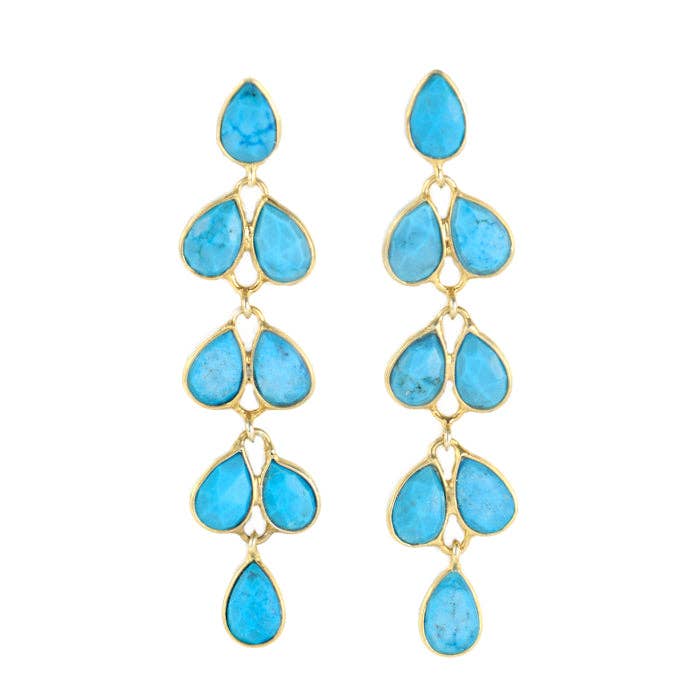 Mia Gold Earring - 11 Gemstone Options: Green Onyx