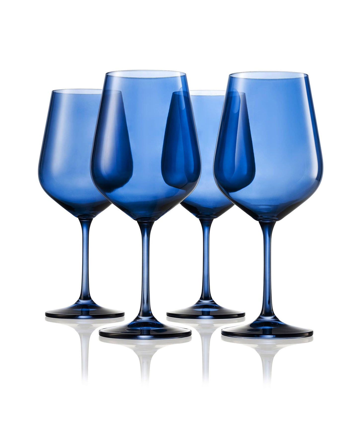 Set of Four Colored Red Wine Glasses - multi color avail: Cobalt