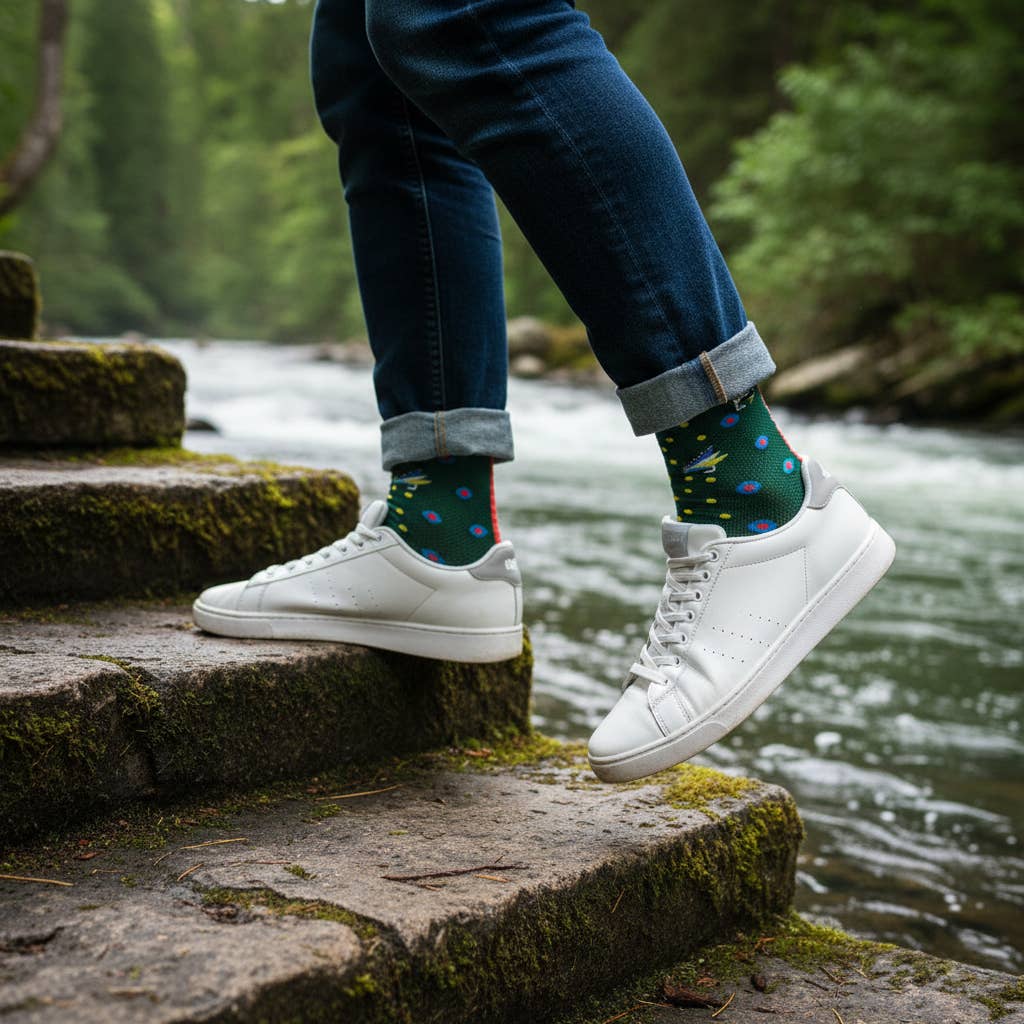 "Keep It Reel" - Fly Fishing Themed Fine Men's Socks